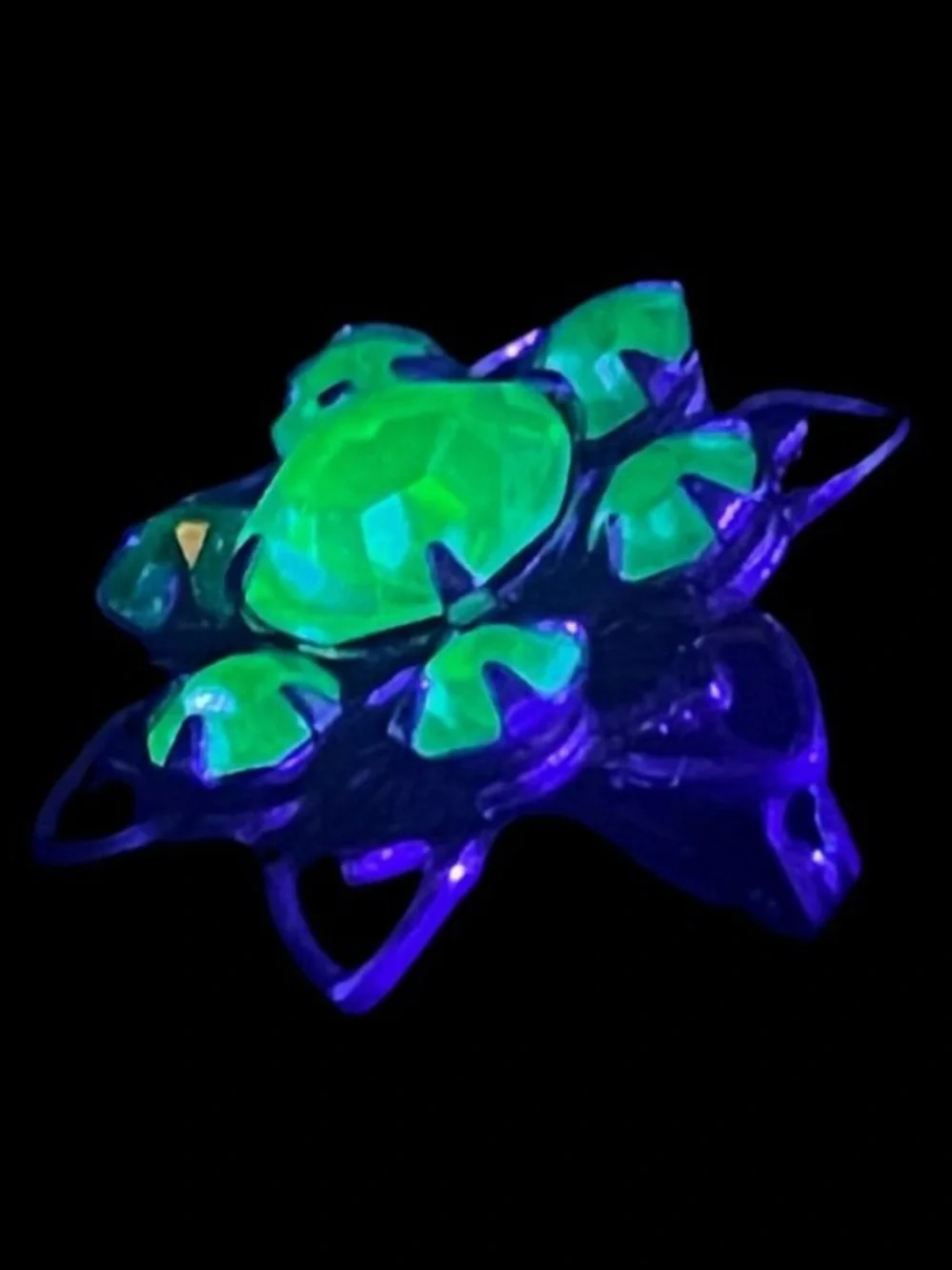 Vintage Uranium Glass Flower Brooch UV Reactive Peridot Rhinestone